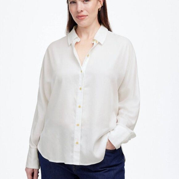Madewell NT777 White Relaxed Dolman Button-Up Shirt NWT size xxs - Picture 2 of 10